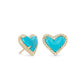Ari Heart Stud Turq Gold - She Chester