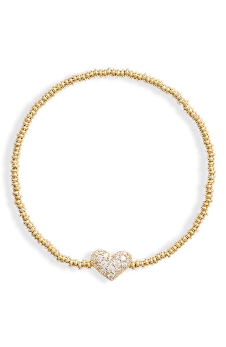 Ari Pave Crystal Heart Stretch Gold Bracelet - She Chester