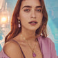 ASHLYN MULTI STONE DROP EARRINGS GOLD MAGENTA MIX - She Chester