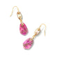 ASHLYN MULTI STONE DROP EARRINGS GOLD MAGENTA MIX - She Chester