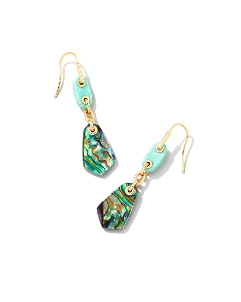 ASHLYN MULTI STONE DROP EARRINGS GOLD TEAL MIX - She Chester