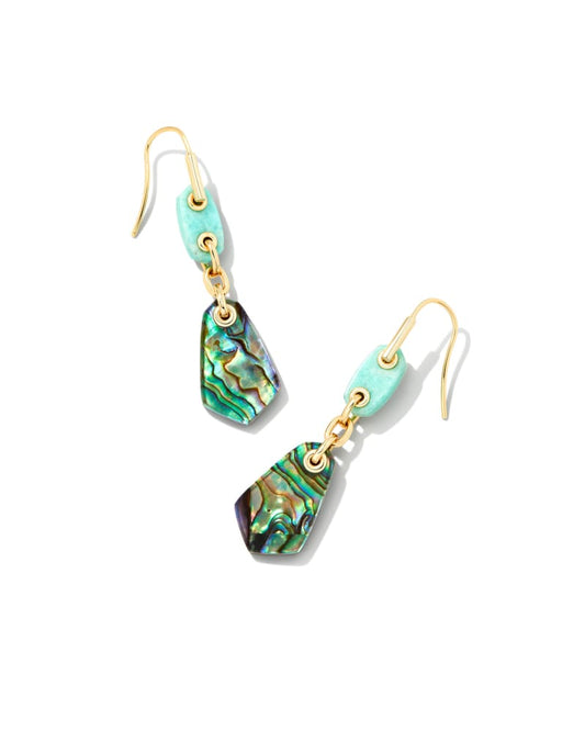 ASHLYN MULTI STONE DROP EARRINGS GOLD TEAL MIX - She Chester