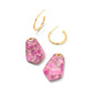 ASHLYN STATEMENT HUGGIE EARRINGS GOLD BRONZE VEINED MAGENTA JADE - She Chester