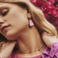 ASHLYN STATEMENT HUGGIE EARRINGS GOLD BRONZE VEINED MAGENTA JADE - She Chester