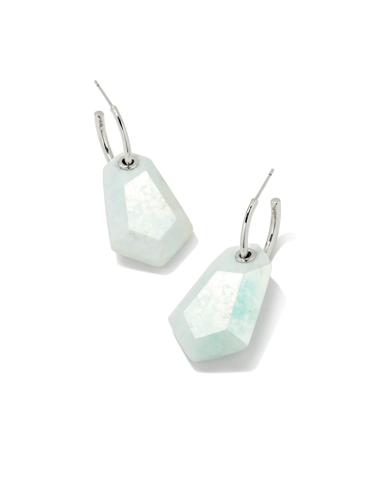 ASHLYN STATEMENT HUGGIE EARRINGS RHODIUM TEAL QUARTZITE - She Chester