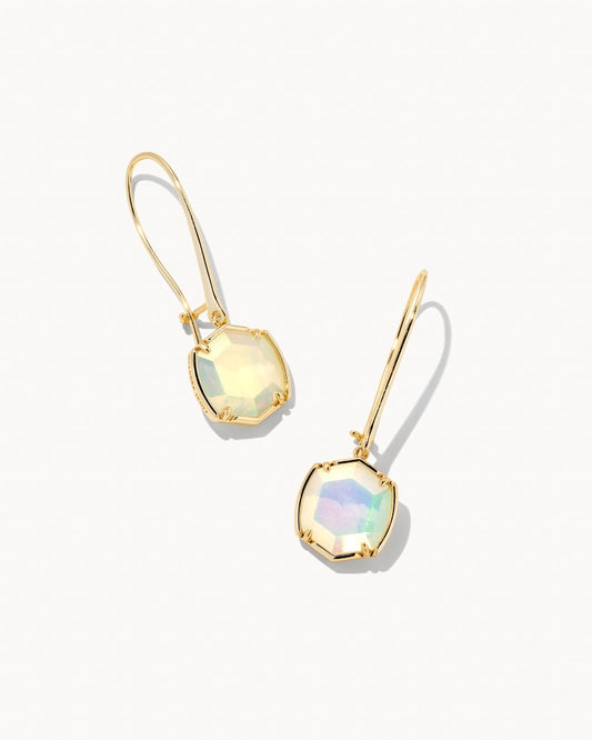 Davis Drop Earrings Gold Iridescent Opalite