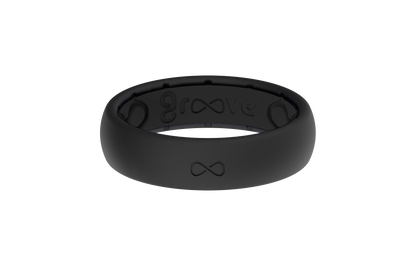 Thin Black/Black Groove Ring -