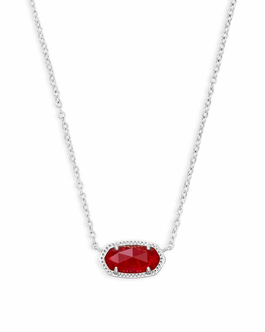Elisa Silver Pendant Necklace In Ruby Red