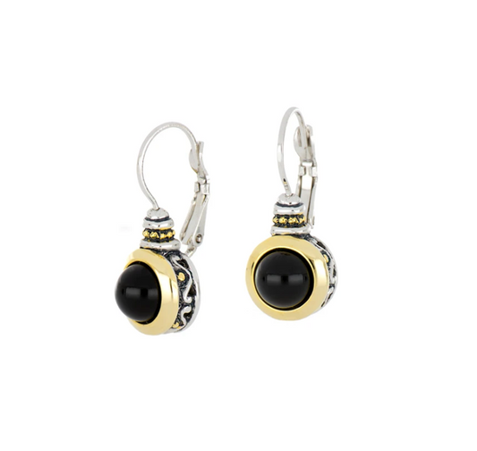 Genuine Black Onyx French Wire Earrings F5126-A500