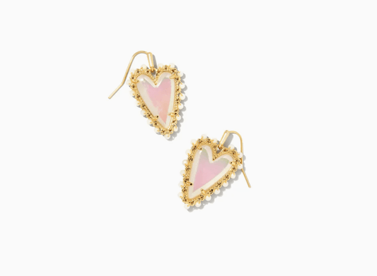 Beaded Ansley Gold Iridescent Frost Glass Drop Earrings - She Chester
