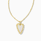 Beaded Ansley Gold Iridescent Frost Glass Heart Necklace - She Chester