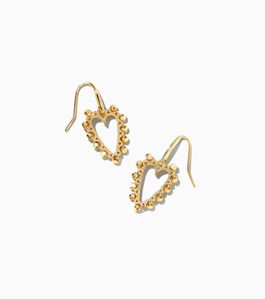 Beaded Ansley Gold Open Frame Earrings - She Chester