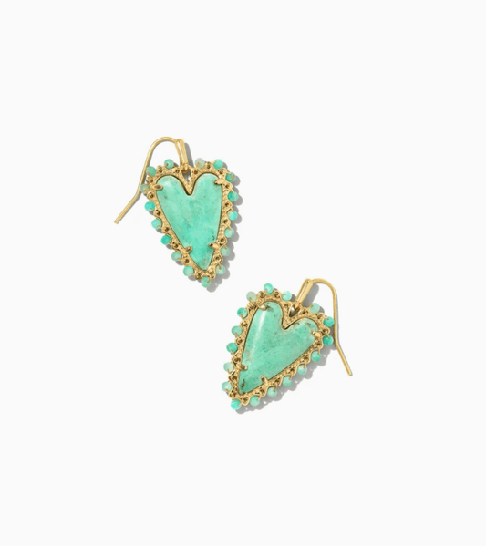 Beaded Ansley Gold Sea Green Chryscl Drop Earrings - She Chester