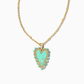Beaded Ansley Gold Sea Green Chryscl Heart Necklace - She Chester