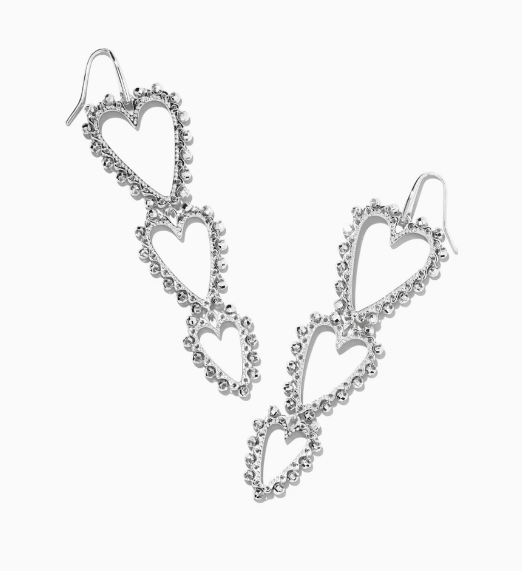 Beaded Ansley Rhodium Statement Earrings - She Chester