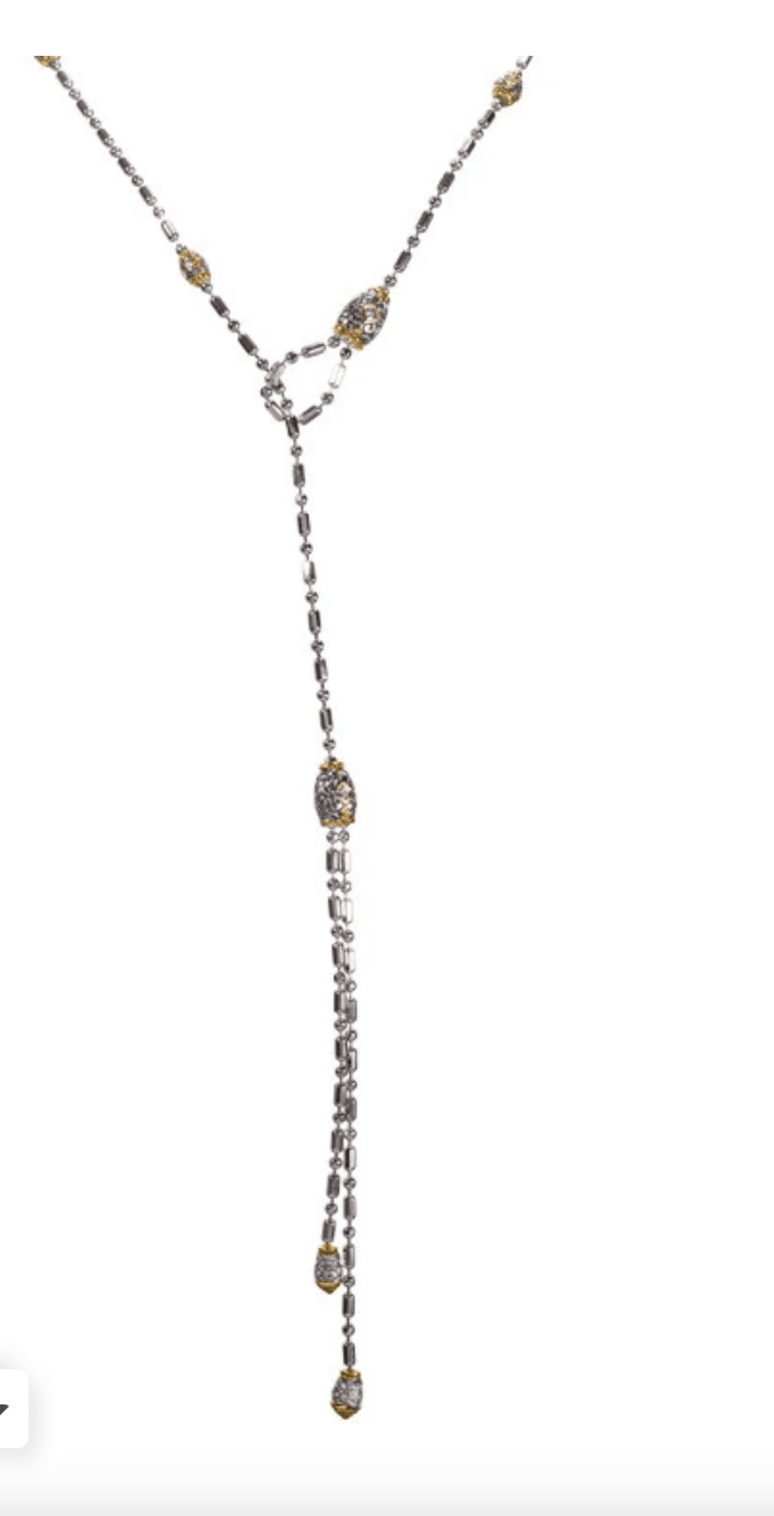Beaded CZ Lariat Necklace N2724 - AF00 - She Chester