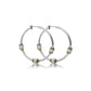 Beaded Pave Triple Bead Hoop Earrings - She Chester