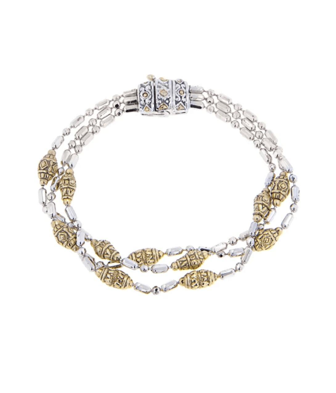 Beaded Two Tone Triple Strand Bracelet B2796 - A000 - She Chester