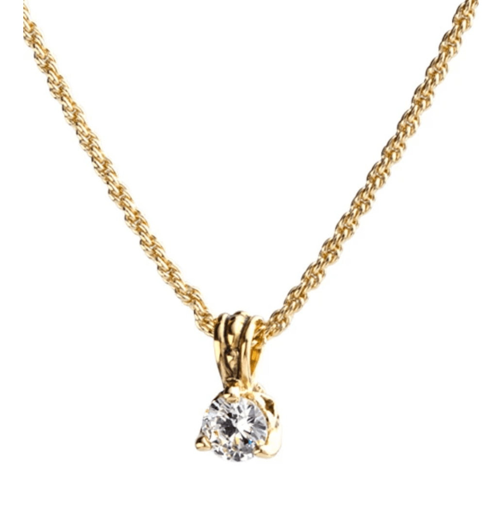 Beijos 7mm CZ Gold Prong Set Pendant Necklace K5017 - GF05 - She Chester