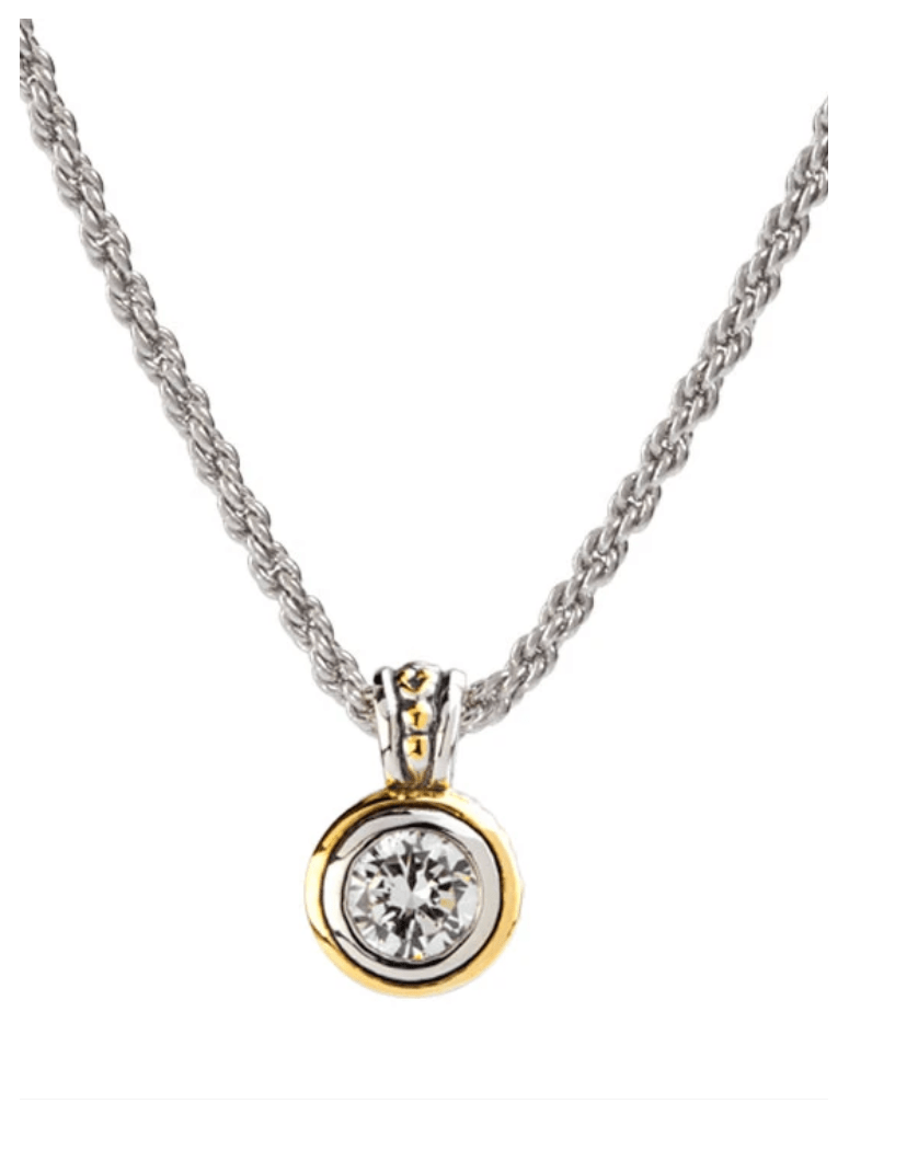 Beijos 8mm Bezel Set CZ Pendant Necklace K5019 - AF05 - She Chester