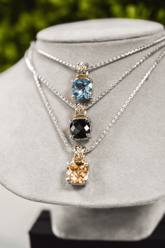 Beijos Cor 10x10mm Cushion Cut Pendant Necklace K5246 - A603 - She Chester