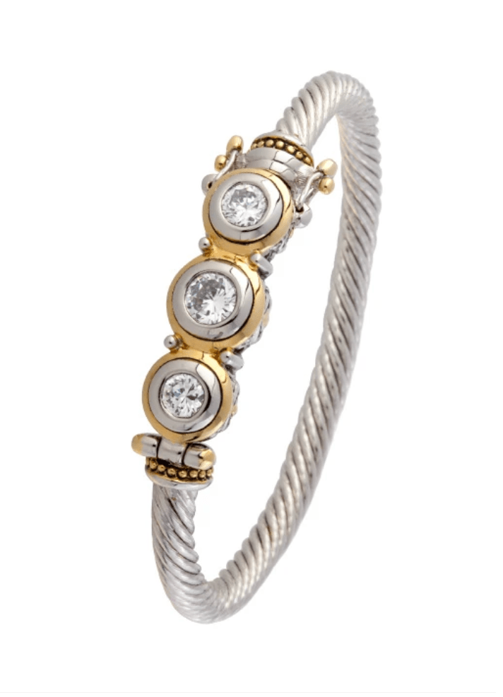 Beijos Three Stone CZ Wire Bracelet B5031 - AF00 - She Chester