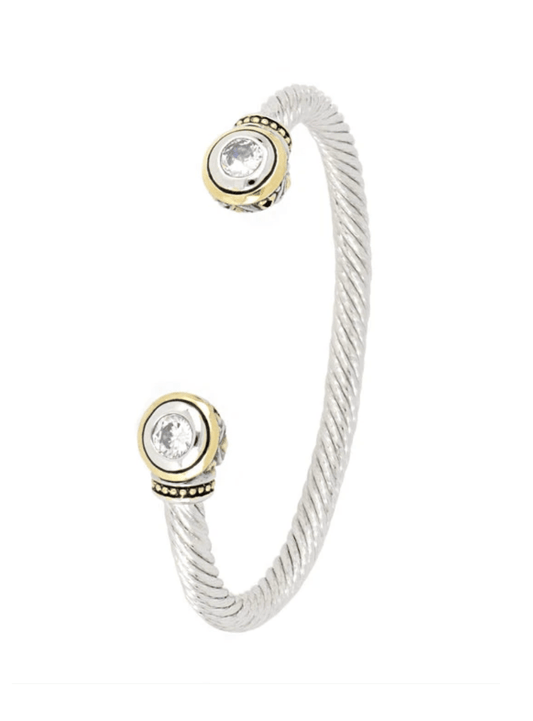 Beijos Two Stone Large Cuff Bracelet B5030 - AF00 - She Chester