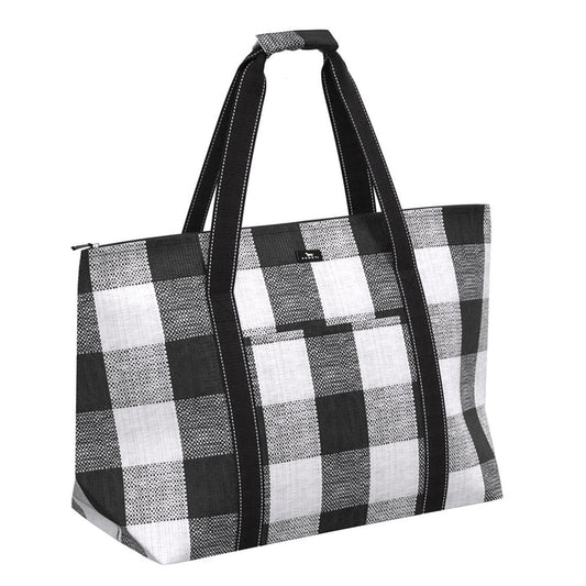Black Check On Holiday XL Shoulder Bag - She Chester
