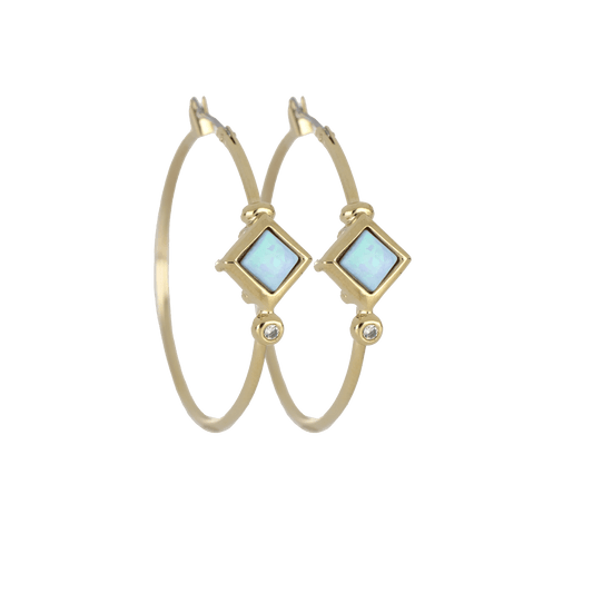 Blue Opal Diamond Hoop G5583 - G6F0 - She Chester