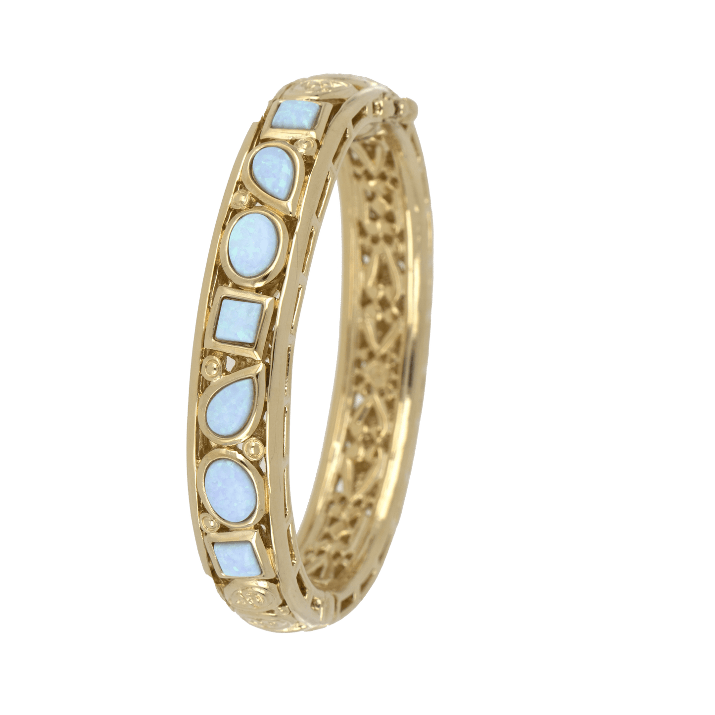 Blue Opal Hinged Bangle B5567 - G600 - She Chester