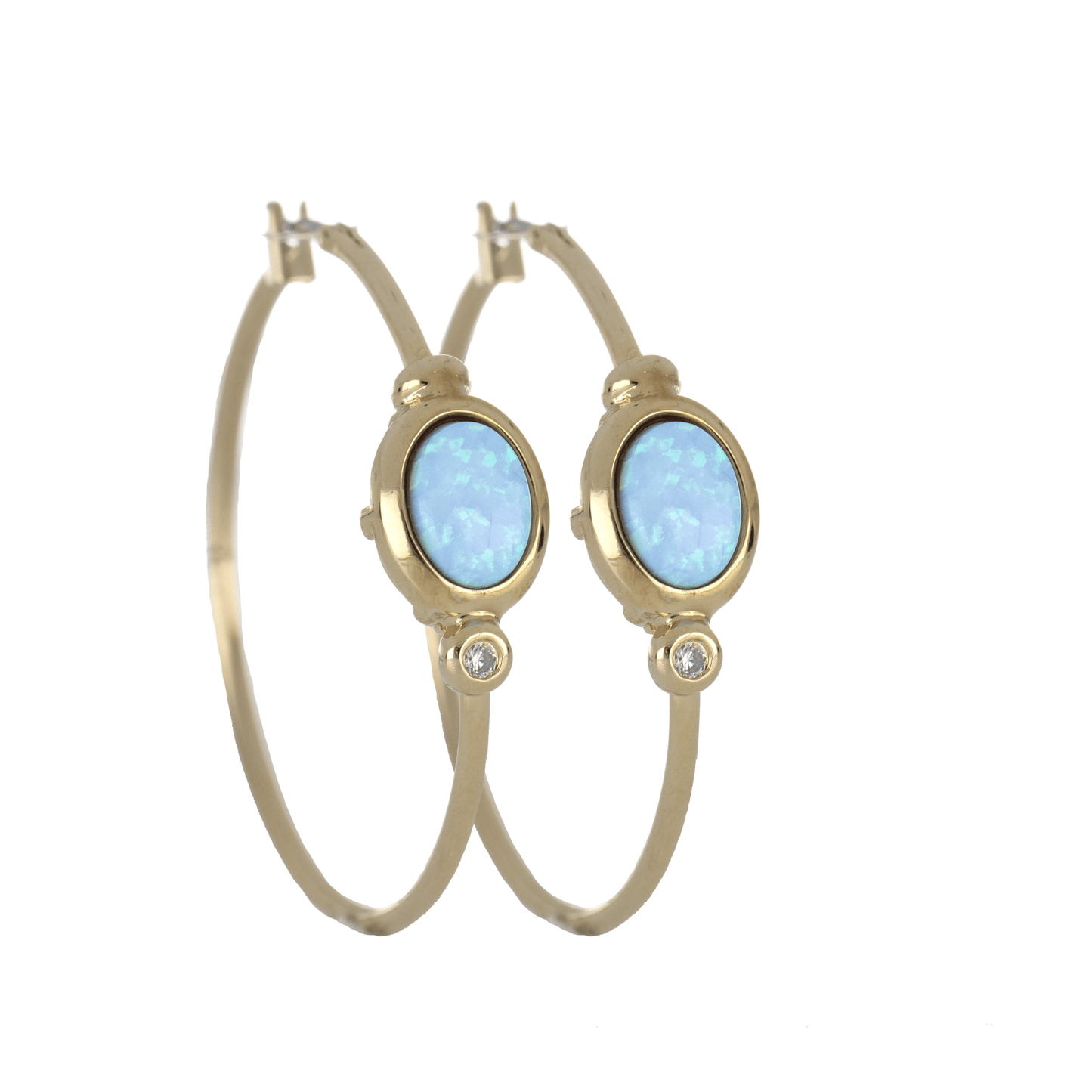 Blue Opal Oval Hoop - G5558 - G6F0 - She Chester