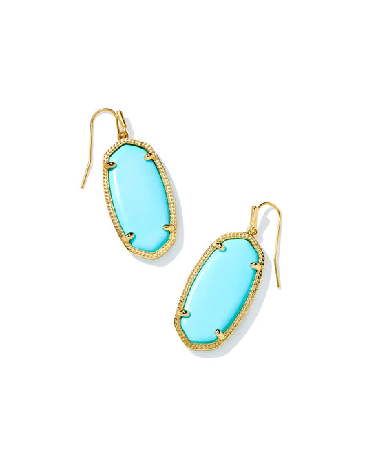 Elle Earrings Gold Lt Blue Magnesite