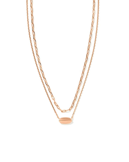 BROOKE MULTI STRAND NECKLACE ROSE GOLD METAL - She Chester