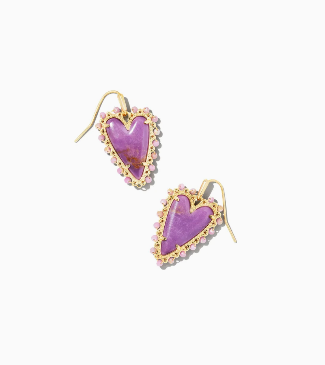 Beaded Ansley Gold Lilac Phosphate Drop Earrings