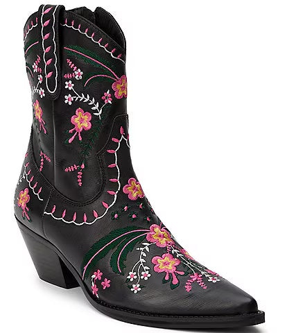 Amber Embroidered Boot - Black -