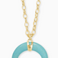 Rebecca Long Pendant Necklace Gold/Variegated Turq