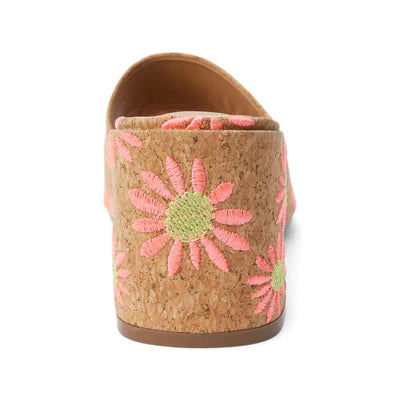 Kristin Cork Pink Daisy Embroidered Sandal -