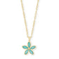 Kyla Flower Pndnt Nck Gold Teal MOP