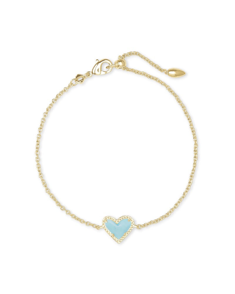 Ari Heart Delicate Bracelet Gld/Lt Blue Magnesite