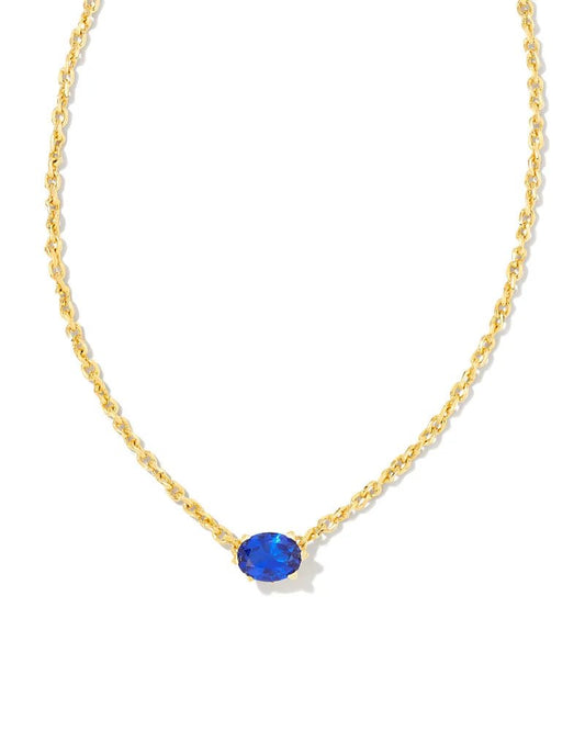 Cailin Pendant Necklace Gold Blue Crystal - She Chester
