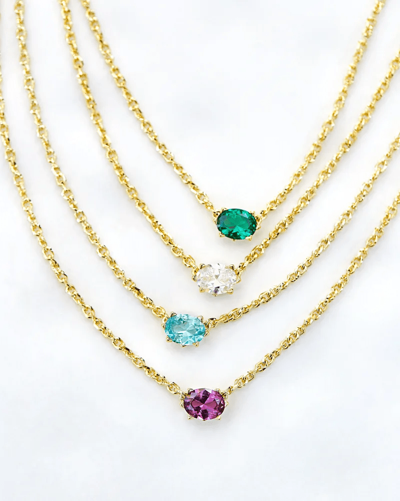 Cailin Pendant Necklace Gold Green Crystal - She Chester