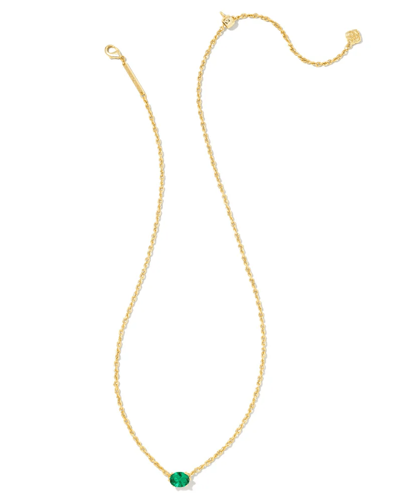 Cailin Pendant Necklace Gold Green Crystal - She Chester