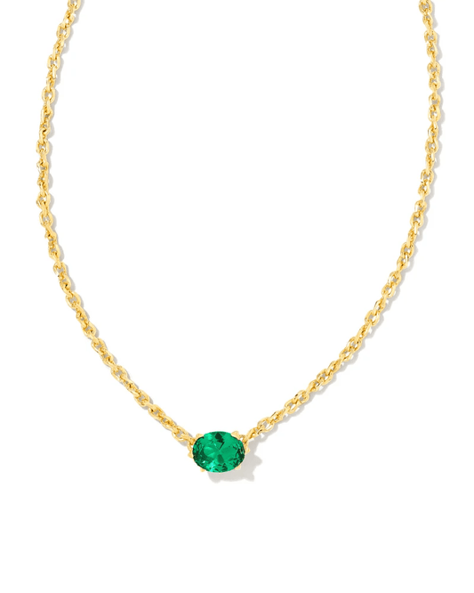 Cailin Pendant Necklace Gold Green Crystal - She Chester