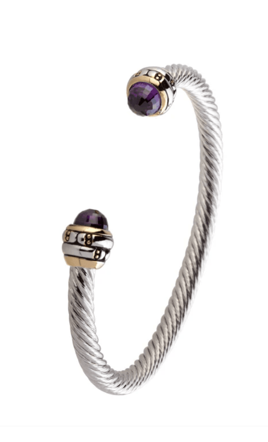 Canias Amethyst Cor Collection Medium Wire Cuff Bracelet B4080 - A300 - She Chester
