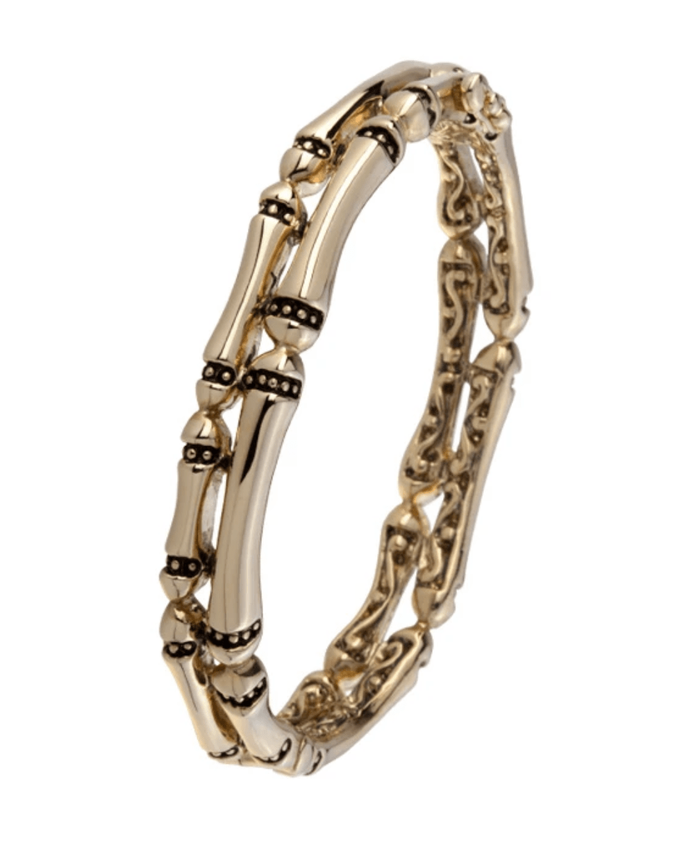 Canias Gold Collection Two Row Hinged Bangle Bracelet B4066 - G00L - She Chester