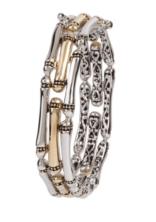 Canias Original Collection Three Row Hinged Bangle Bracelet B4065 - A000 - She Chester