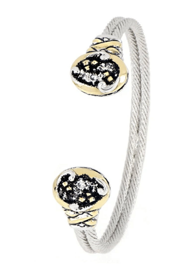 Carvão Oval Lava End Cuff Bracelet - She Chester