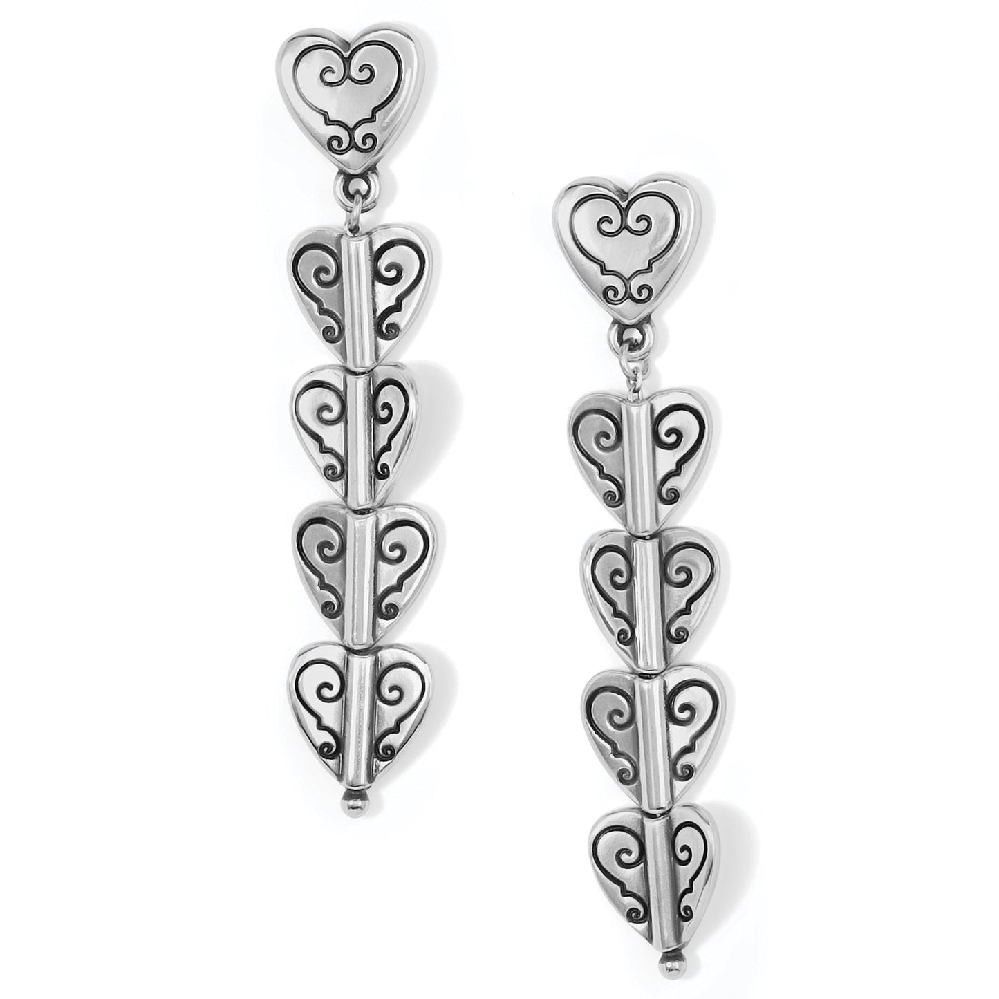 Cascading Heart Silver Earrings - She Chester