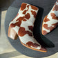 Caty Brown Cow Spot Booties - She Chester