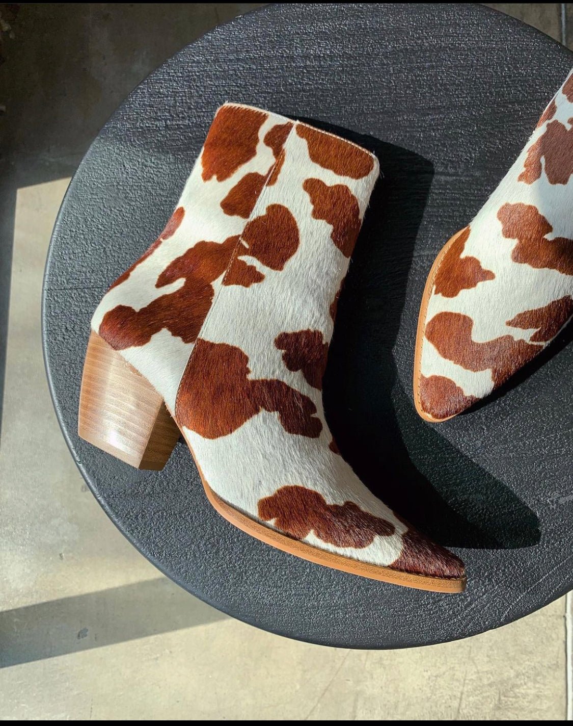 Caty Brown Cow Spot Booties - She Chester